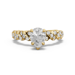 Image for Pear Six Prong diamond Ring with Twist Pave band in 14K Yellow Gold