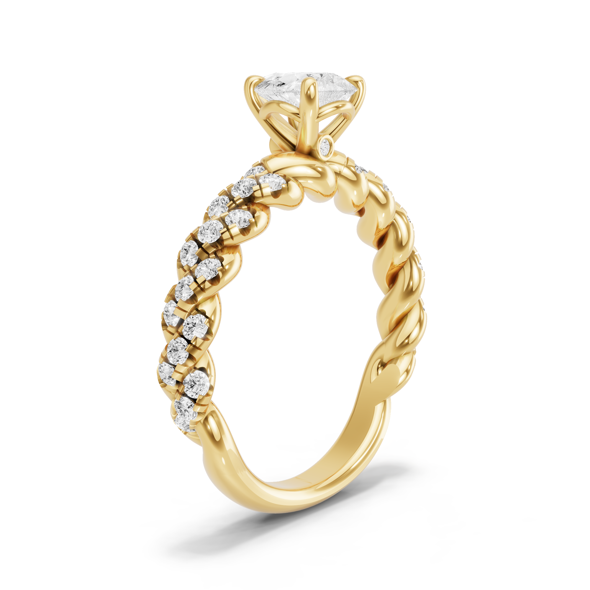 Image for Pear Six Prong diamond Ring with Twist Pave band