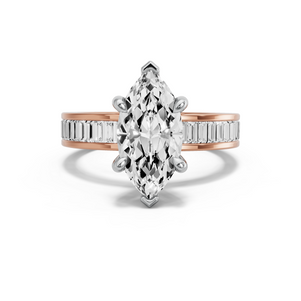 Image for Marquise Six Prong Ring with Baguette Channel band