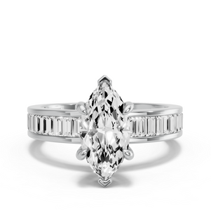 Image for Marquise Six Prong Ring with Baguette Channel band