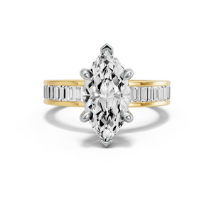 Image for Marquise Six Prong Ring with Baguette Channel band