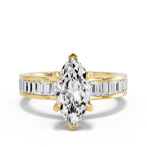 Image for Marquise Six Prong Ring with Baguette Channel band