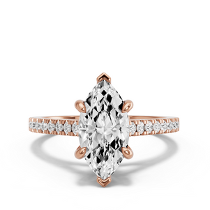Image for Marquise Six Prong Ring with Cathedral Pave band