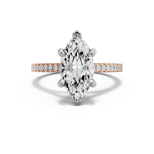 Image for Marquise Six Prong Ring with Cathedral Pave band