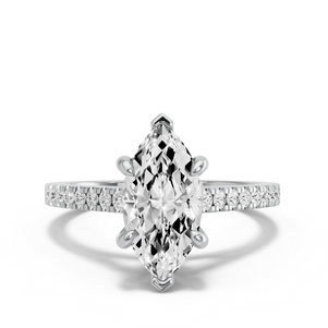 Image for Marquise Six Prong Ring with Cathedral Pave band