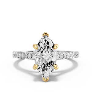 Image for Marquise Six Prong Ring with Cathedral Pave band