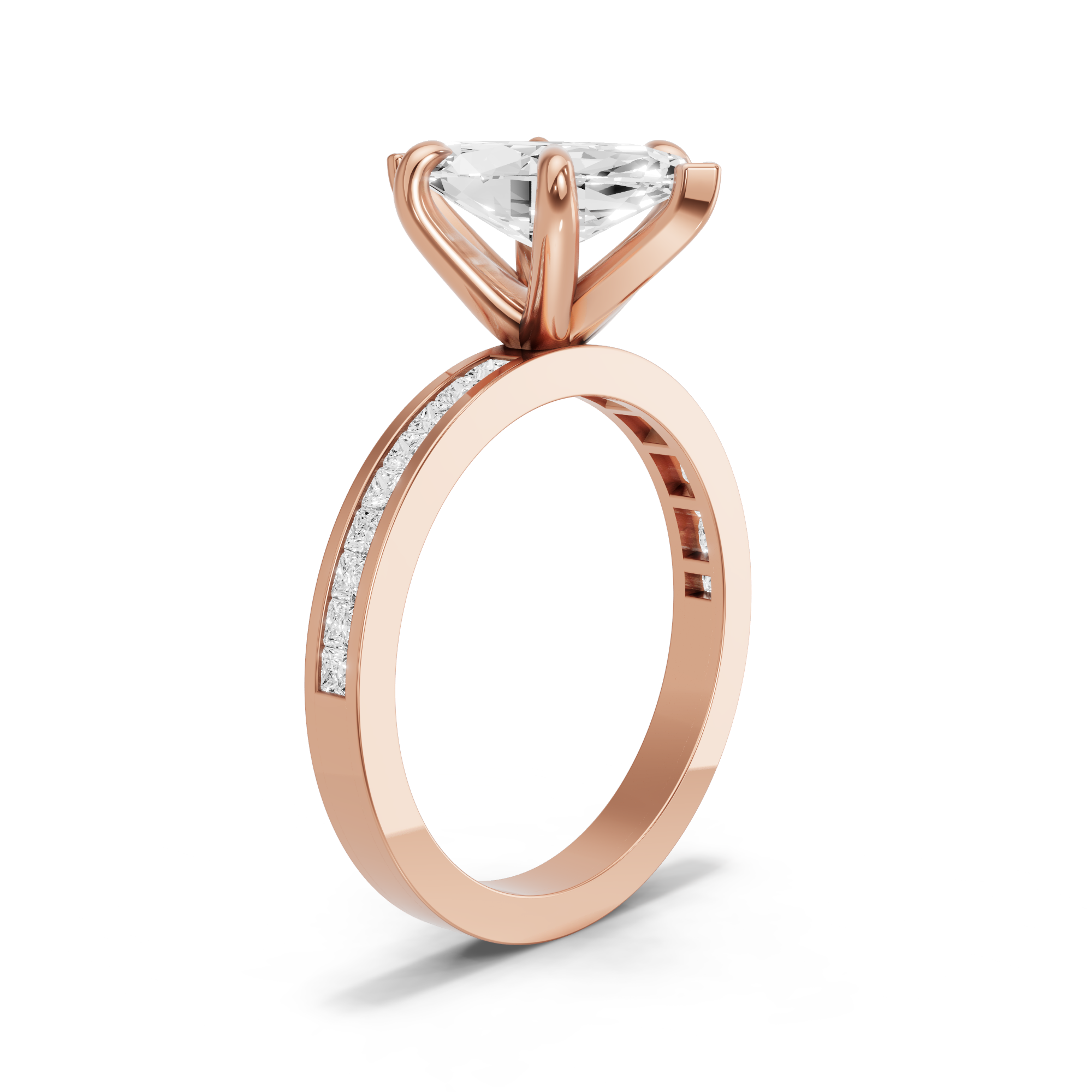 Image for Marquise Six Prong Ring with Channel band in 10K Rose Gold