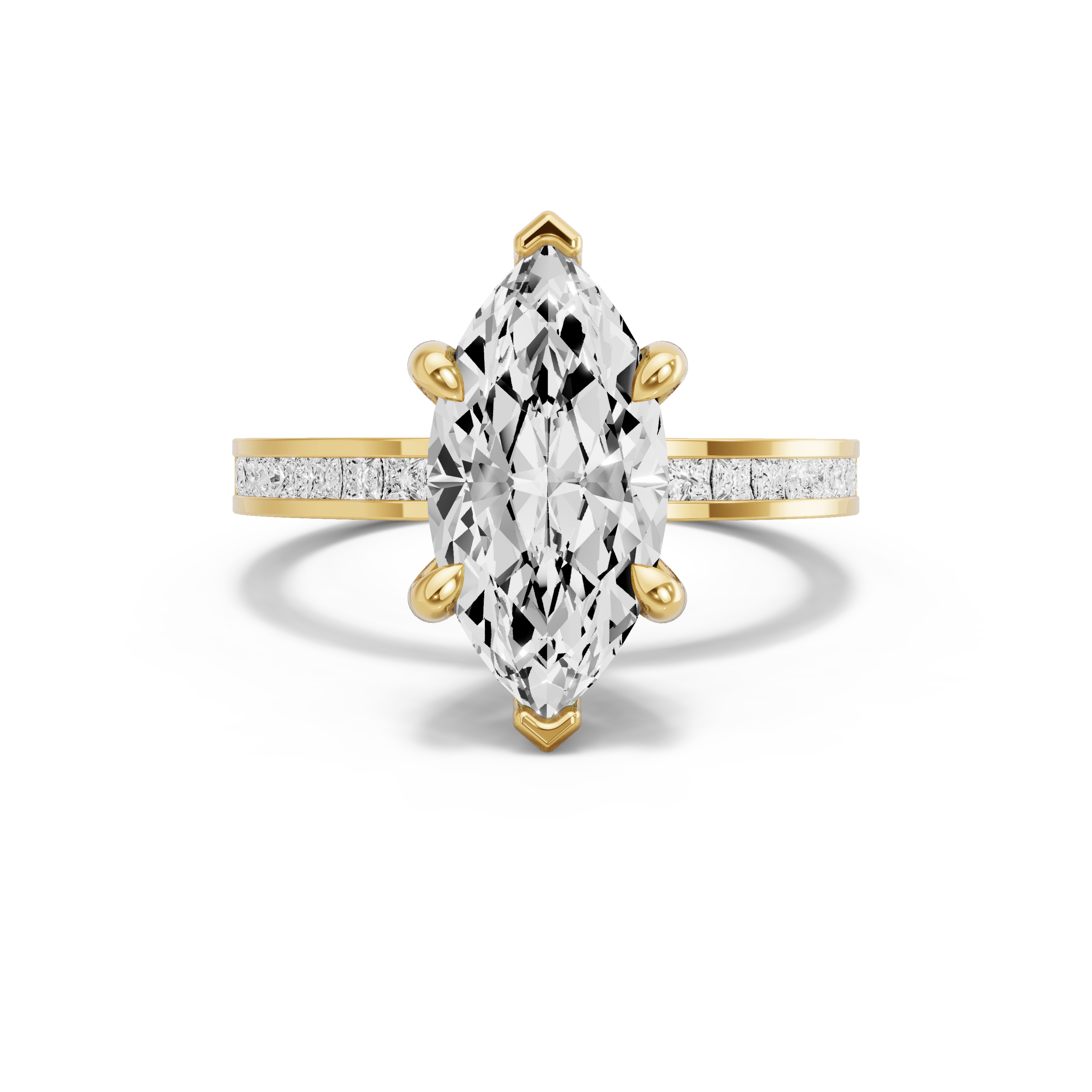 Image for Marquise Six Prong Ring with Channel band in 18K Yellow Gold