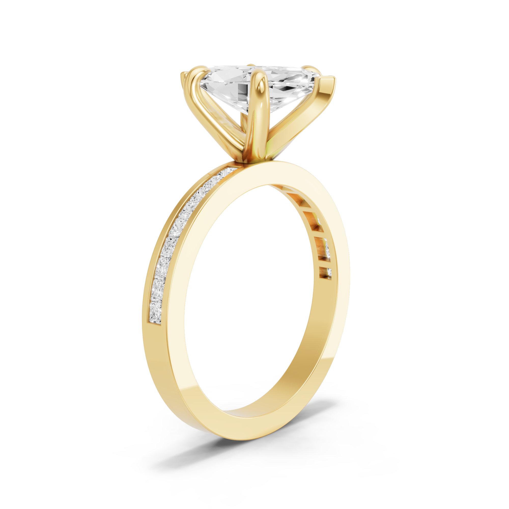 Image for Marquise Six Prong Ring with Channel band in 18K Yellow Gold