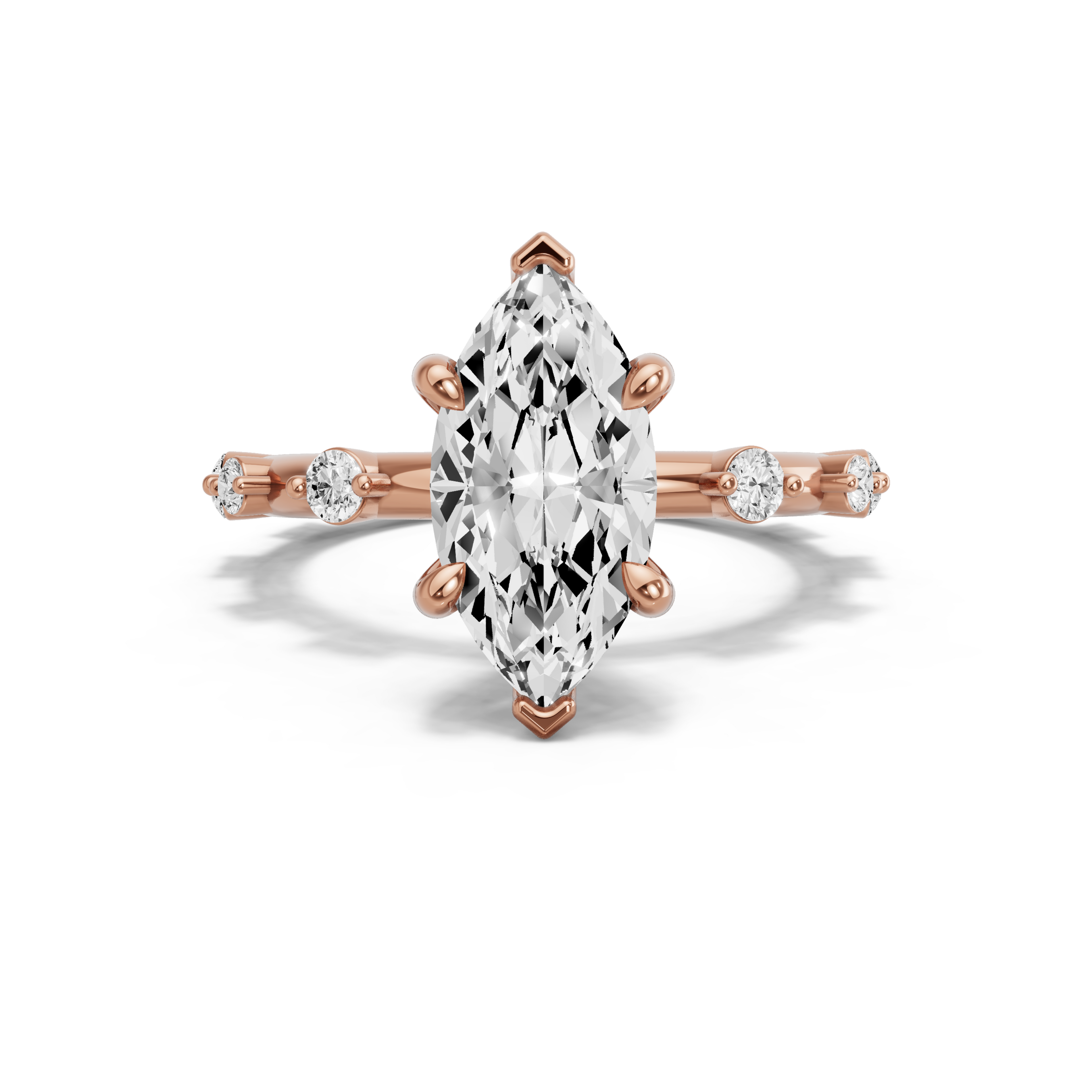 Image for Marquise Six Prong Ring with Floating Station band in 18K Rose Gold