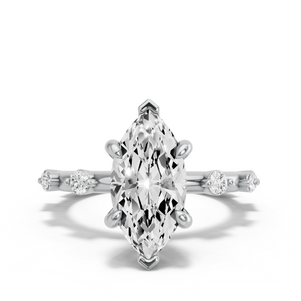 Image for Marquise Six Prong Ring with Floating Station band