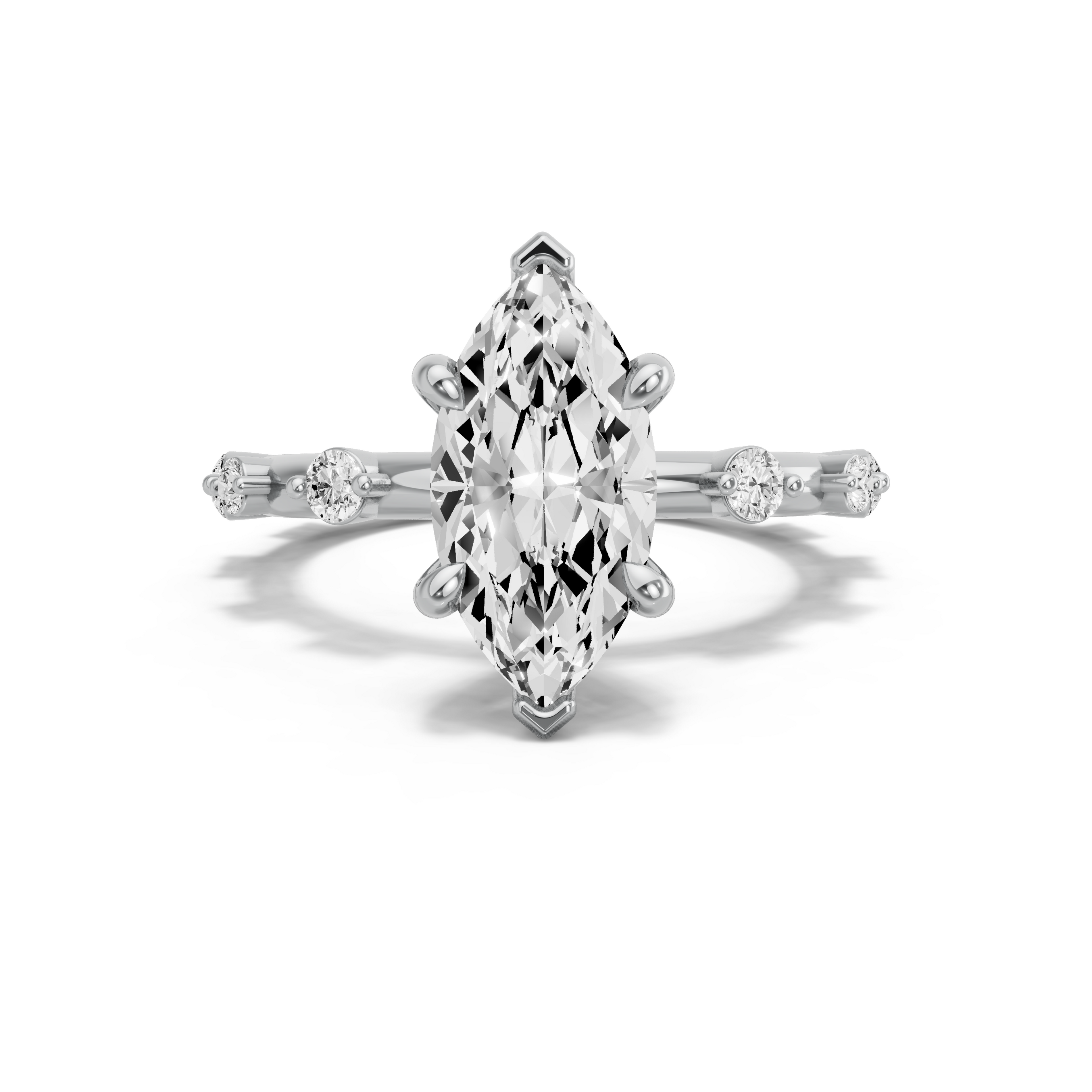 Image for Marquise Six Prong Ring with Floating Station band in 950 Platinum