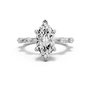 Image for Marquise Six Prong Ring with Floating Station band in 950 Platinum