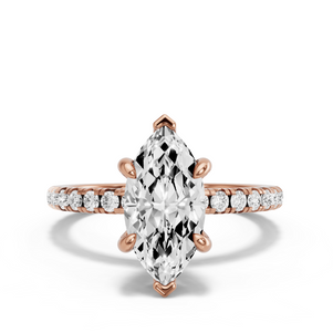 Image for Marquise Six Prong Ring with French Pave band