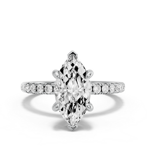 Image for Marquise Six Prong Ring with French Pave band