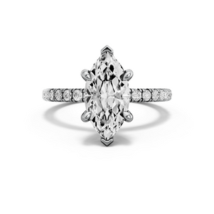 Image for Marquise Six Prong Ring with French Pave band in 950 Platinum