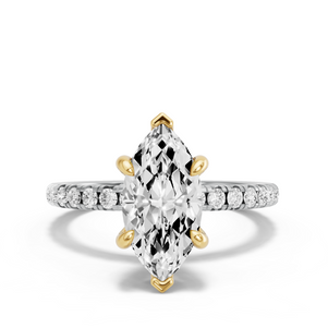 Image for Marquise Six Prong Ring with French Pave band