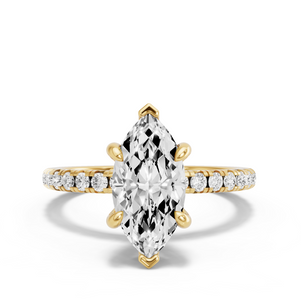 Image for Marquise Six Prong Ring with French Pave band