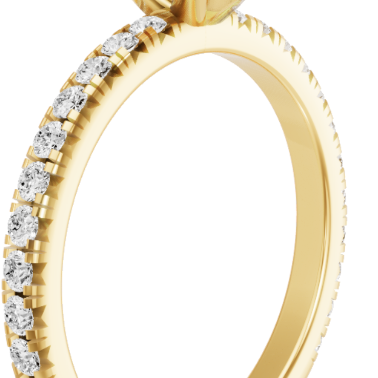 Image for Marquise Six Prong Ring with French Pave band in 10K Yellow Gold