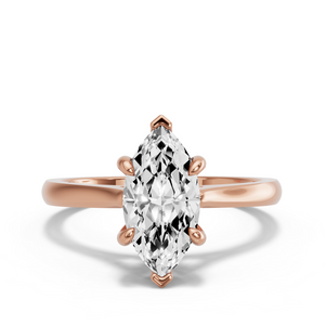 Image for Marquise Six Prong Ring with Knife Edge Cathedral band