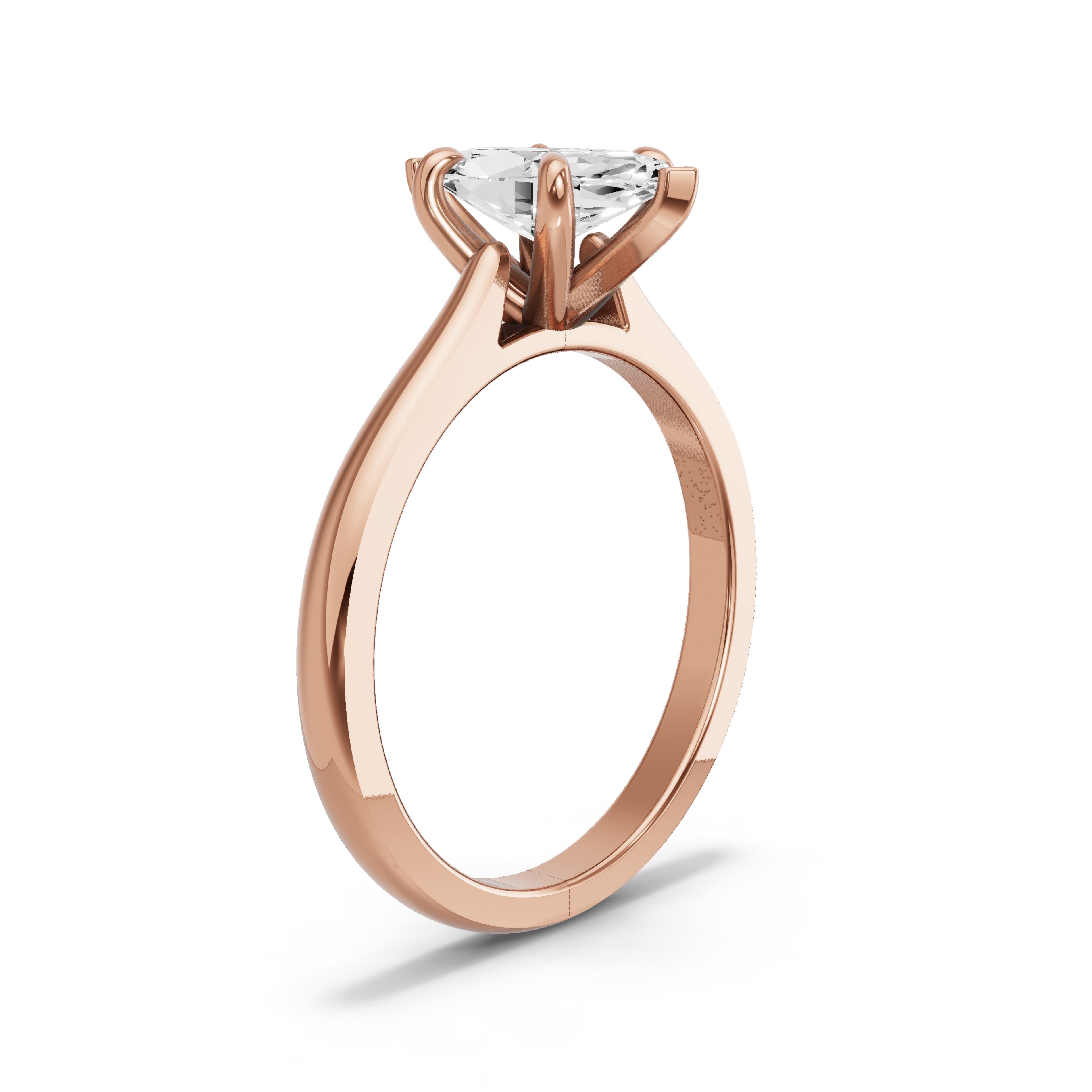 Image for Marquise Six Prong Ring with Knife Edge Cathedral band in 14K Rose Gold
