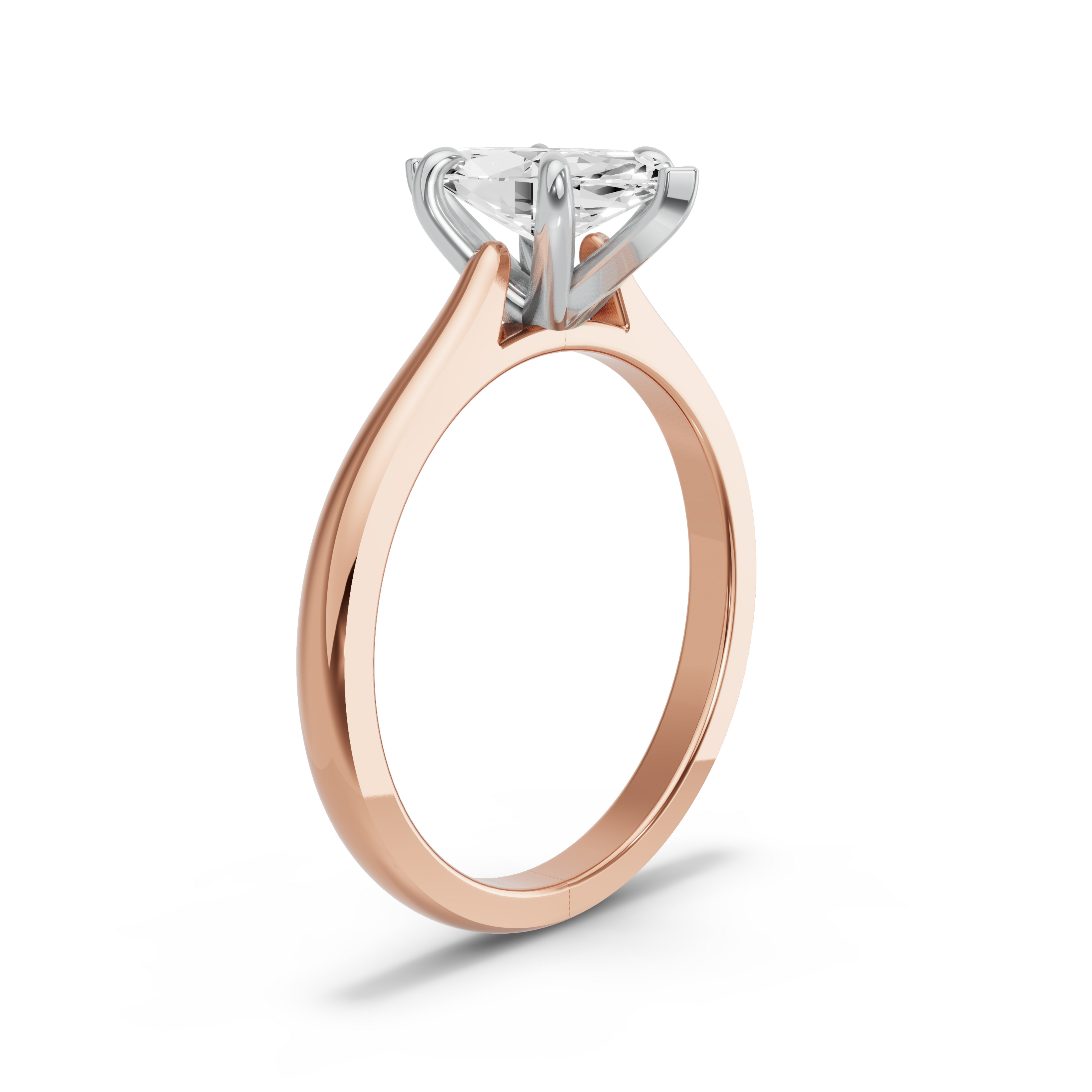 Image for Marquise Six Prong Ring with Knife Edge Cathedral band in 18K Two Tone Rose Gold