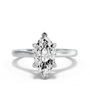 Image for Marquise Six Prong Ring with Knife Edge Cathedral band