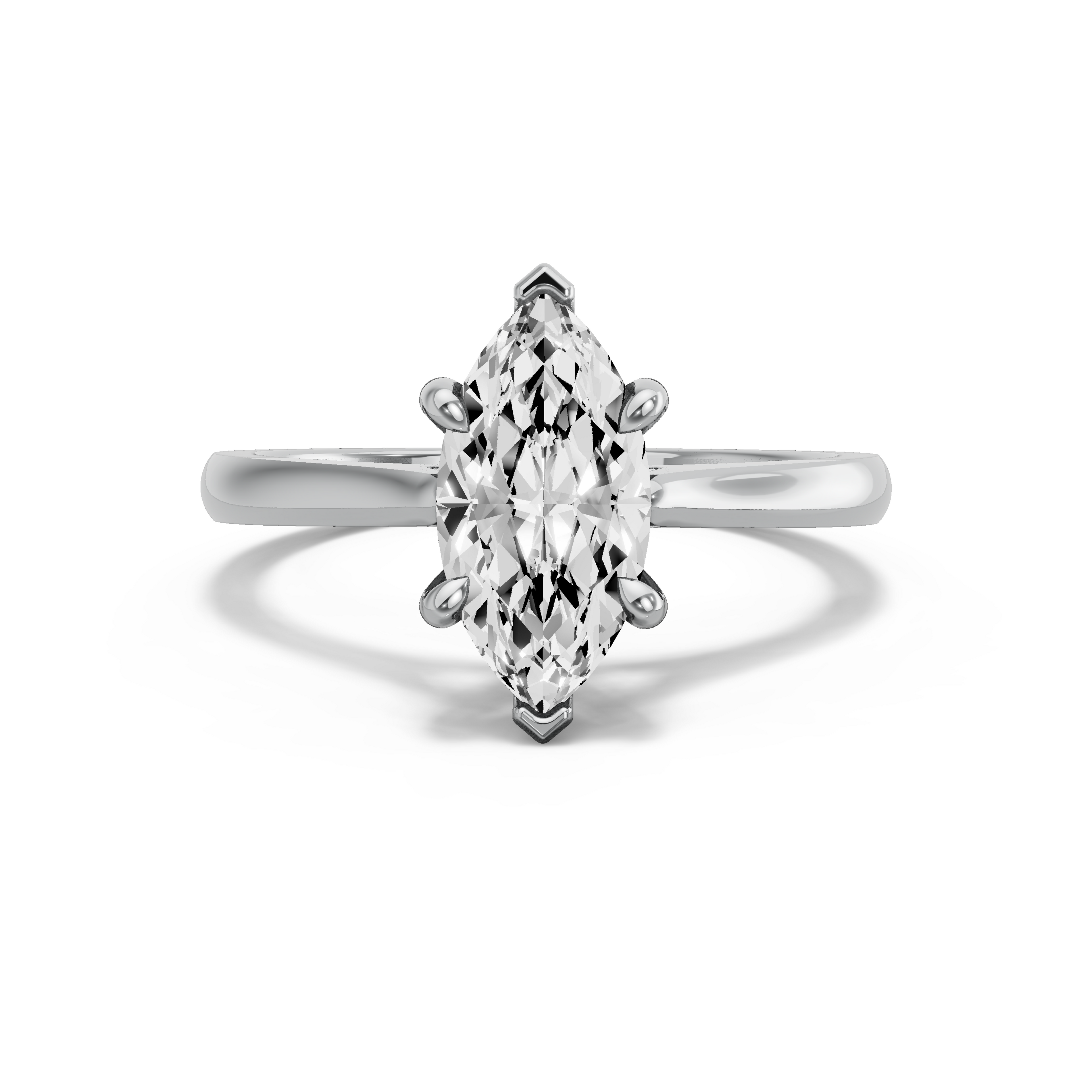 Image for Marquise Six Prong Ring with Knife Edge Cathedral band in 14K White Gold