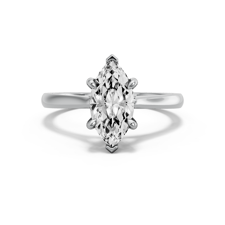 Image for Marquise Six Prong Ring with Knife Edge Cathedral band in 950 Platinum