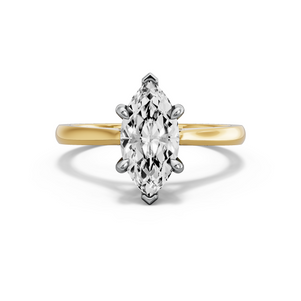 Image for Marquise Six Prong Ring with Knife Edge Cathedral band