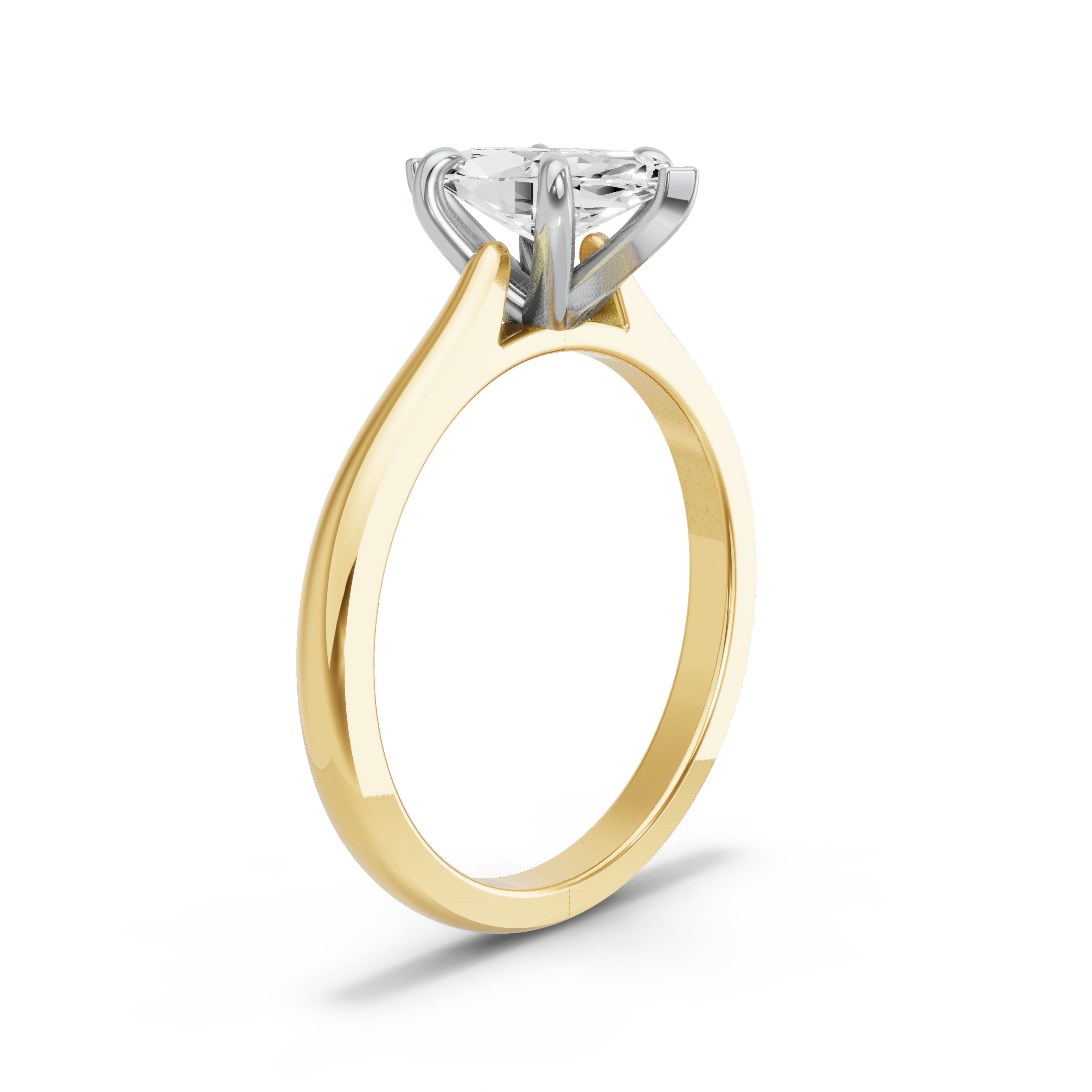 Image for Marquise Six Prong Ring with Knife Edge Cathedral band in 14K Two Tone Yellow Gold