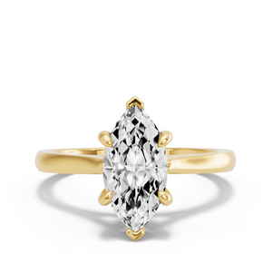 Image for Marquise Six Prong Ring with Knife Edge Cathedral band