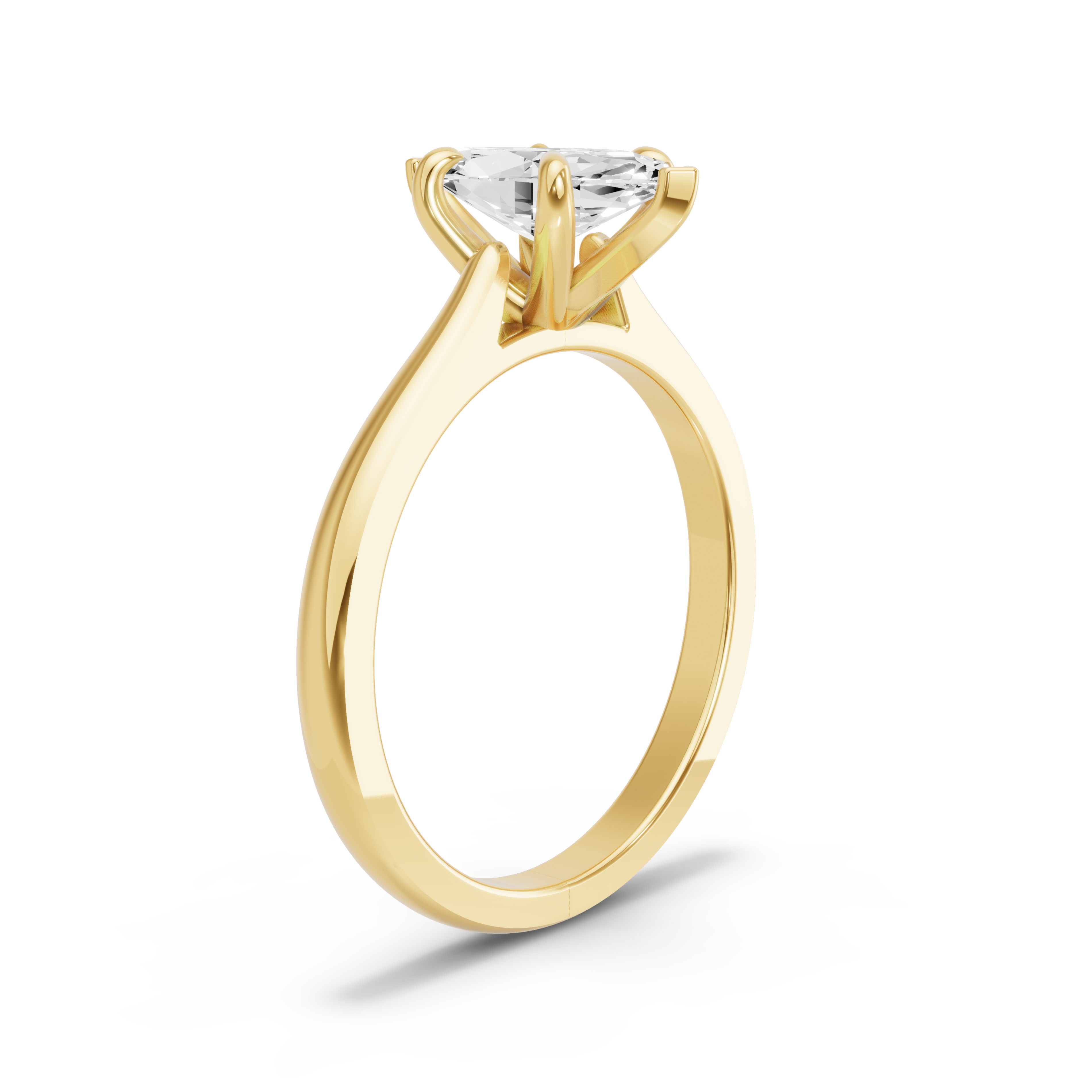 Image for Marquise Six Prong Ring with Knife Edge Cathedral band in 14K Yellow Gold