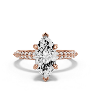 Image for Marquise Six Prong Ring with Knife Edge Pave band