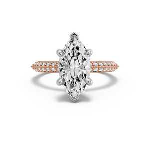 Image for Marquise Six Prong Ring with Knife Edge Pave band