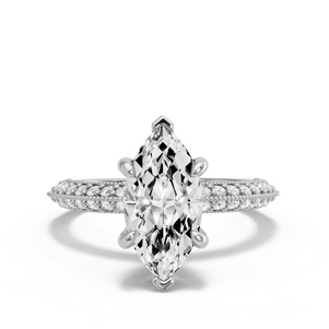 Image for Marquise Six Prong Ring with Knife Edge Pave band