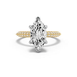 Image for Marquise Six Prong Ring with Knife Edge Pave band