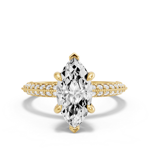 Image for Marquise Six Prong Ring with Knife Edge Pave band