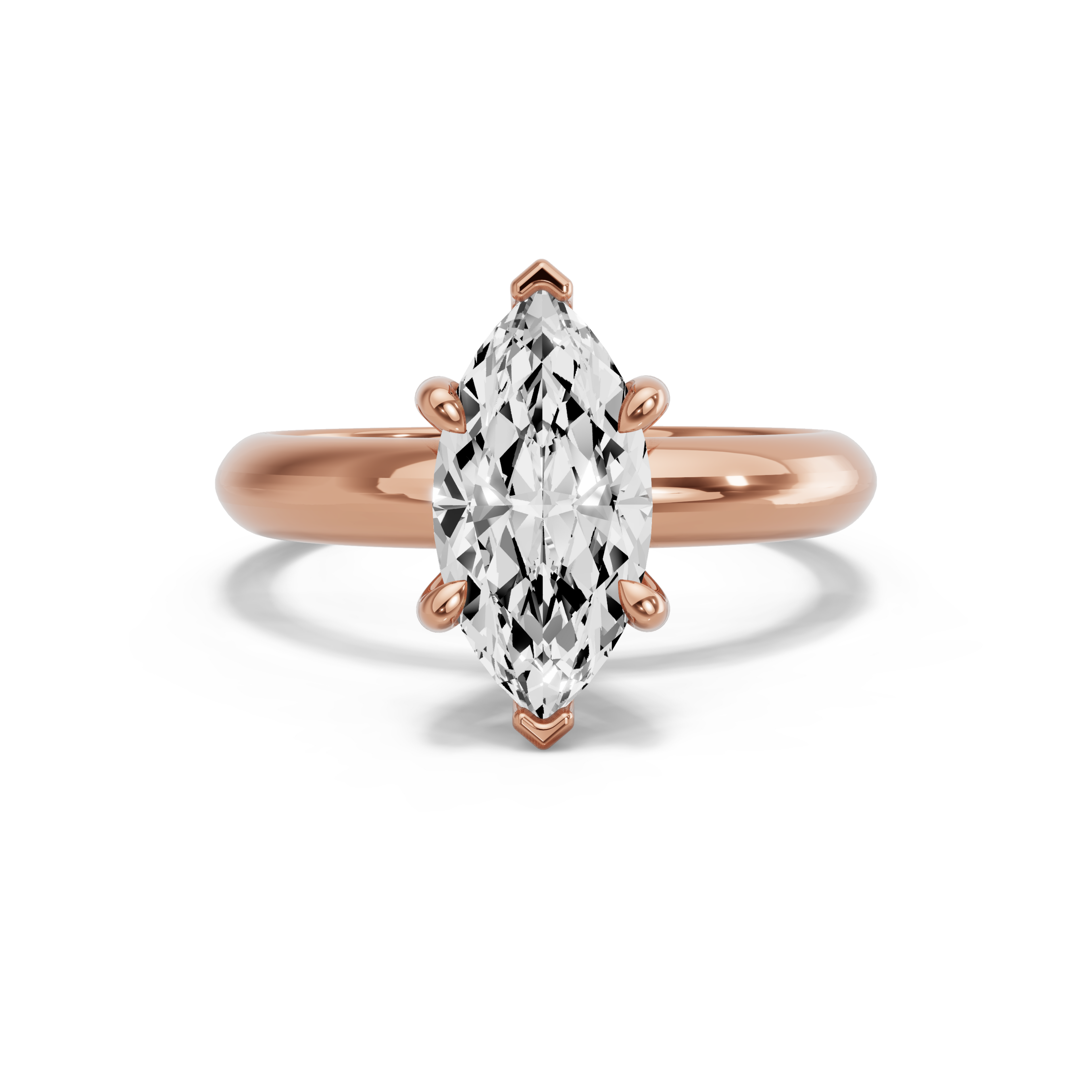 Image for Marquise Six Prong Ring with Knife Edge Solitaire band in 14K Rose Gold