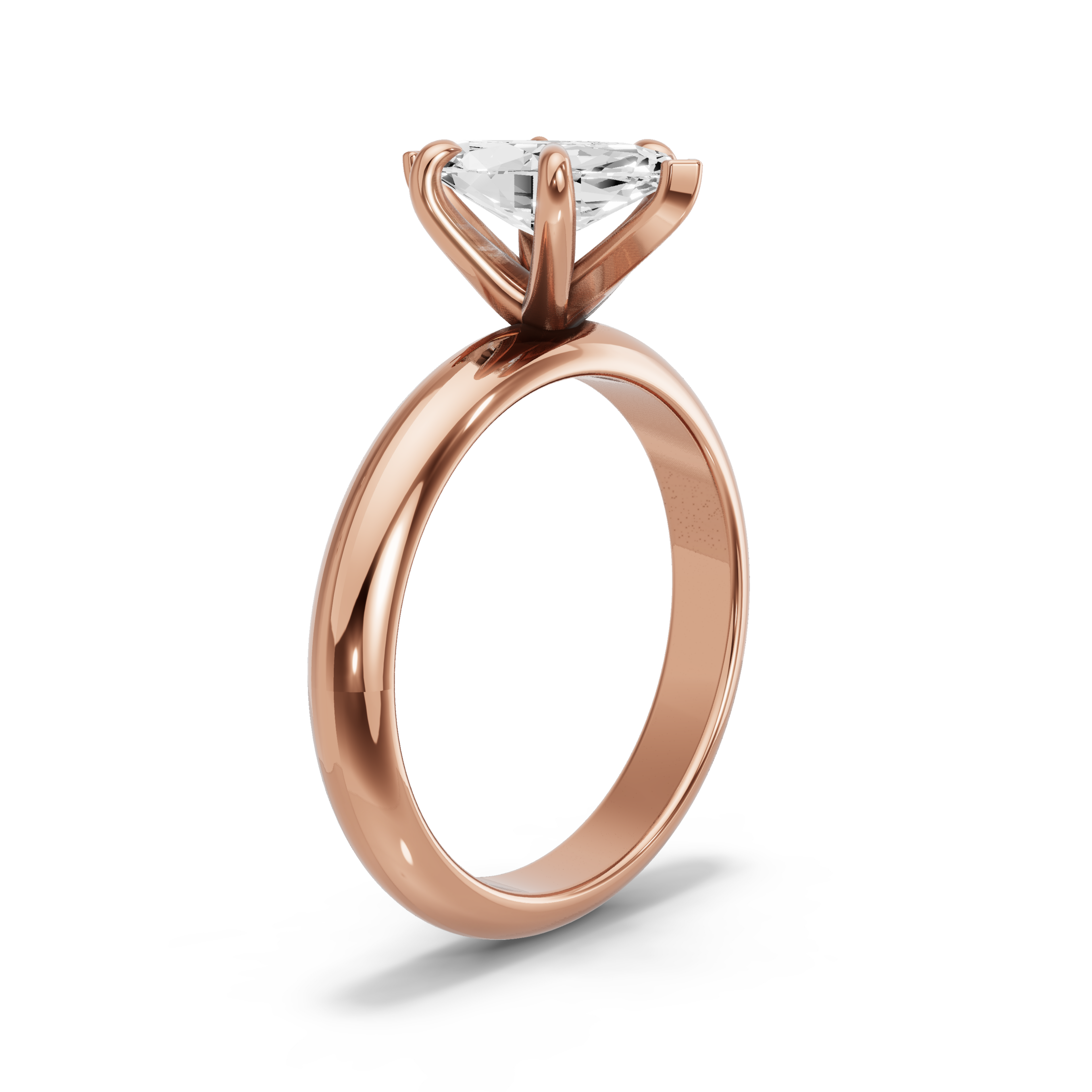 Image for Marquise Six Prong Ring with Knife Edge Solitaire band in 14K Rose Gold