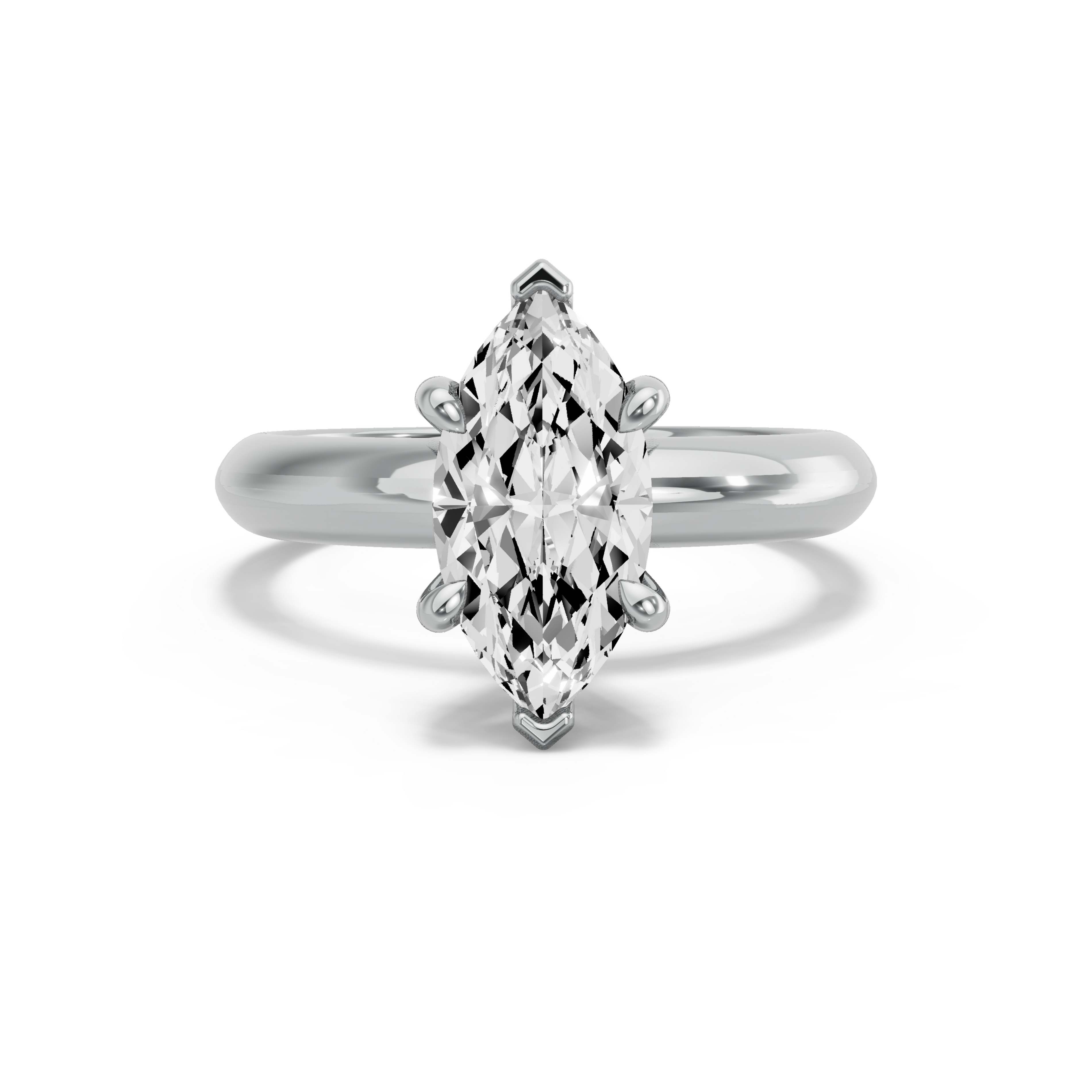 Image for Marquise Six Prong Ring with Knife Edge Solitaire band in 950 Platinum
