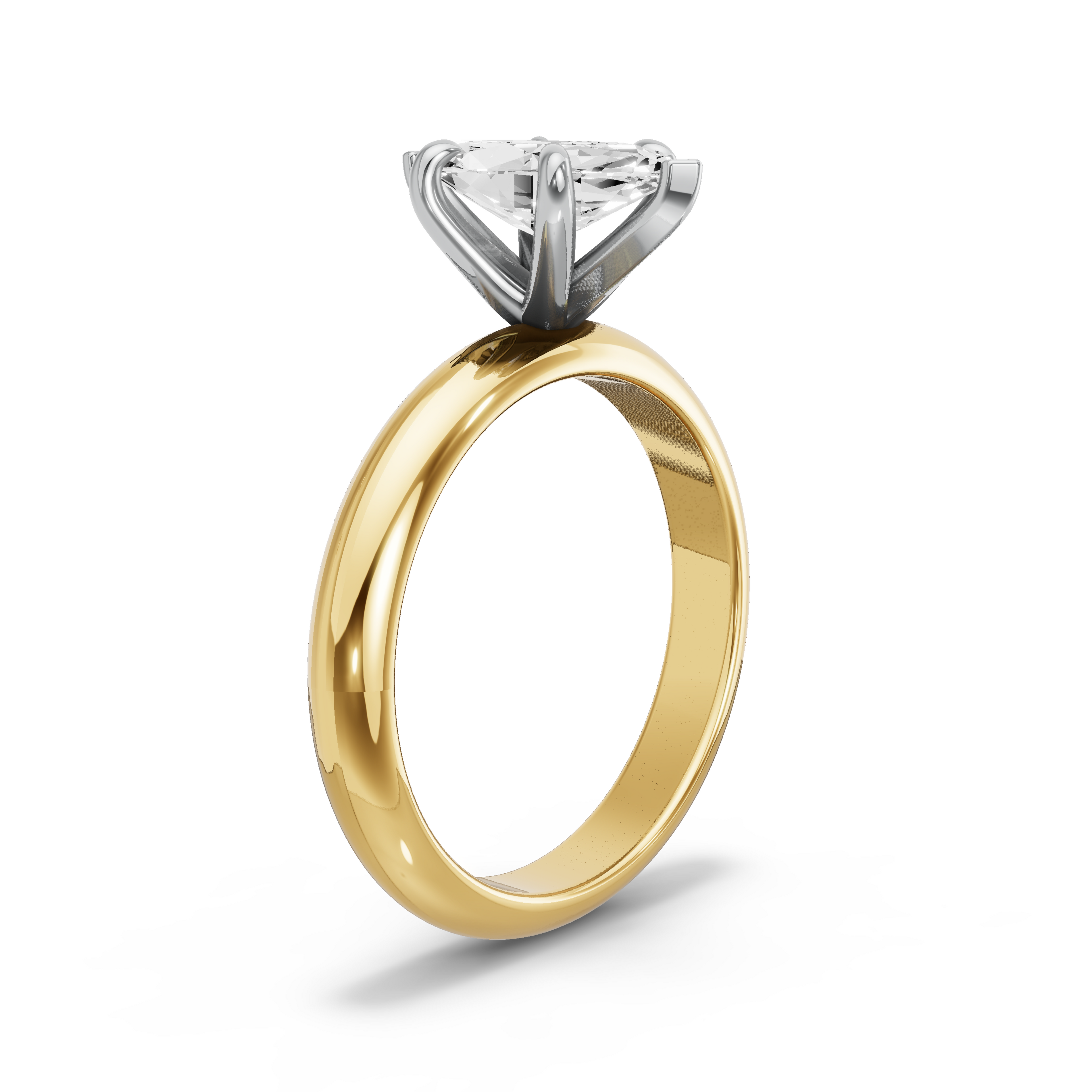 Image for Marquise Six Prong Ring with Knife Edge Solitaire band in 14K Two Tone Yellow Gold