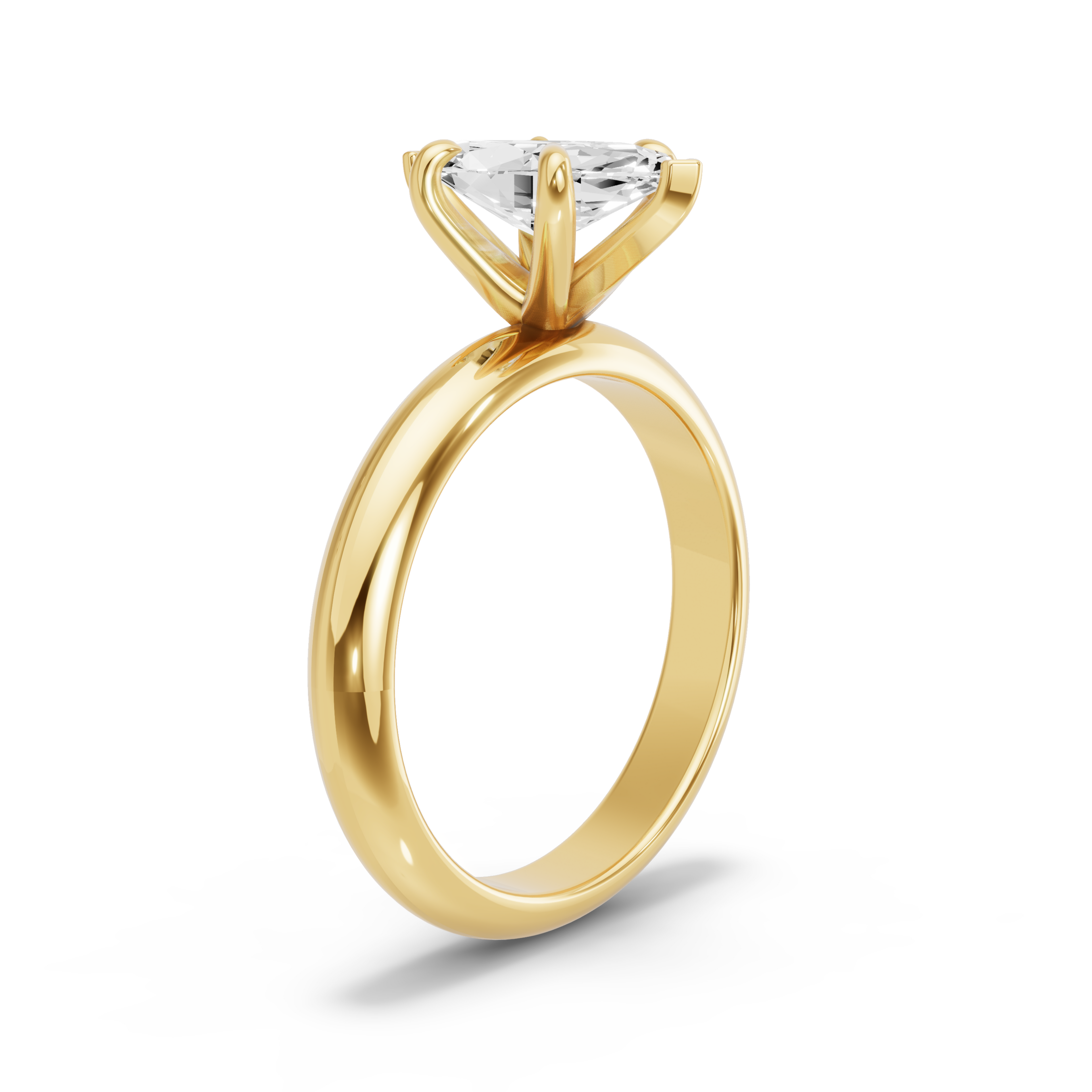 Image for Marquise Six Prong Ring with Knife Edge Solitaire band in 14K Yellow Gold