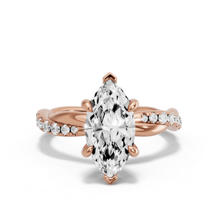 Image for Marquise Six Prong Ring with Rope Pave band
