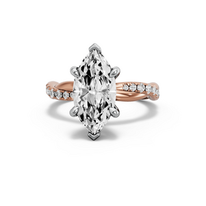 Image for Marquise Six Prong Ring with Rope Pave band