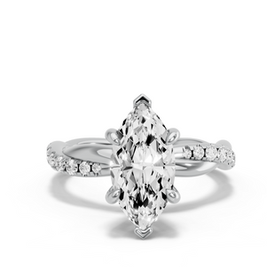 Image for Marquise Six Prong Ring with Rope Pave band