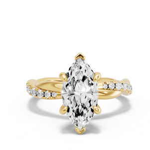 Image for Marquise Six Prong Ring with Rope Pave band