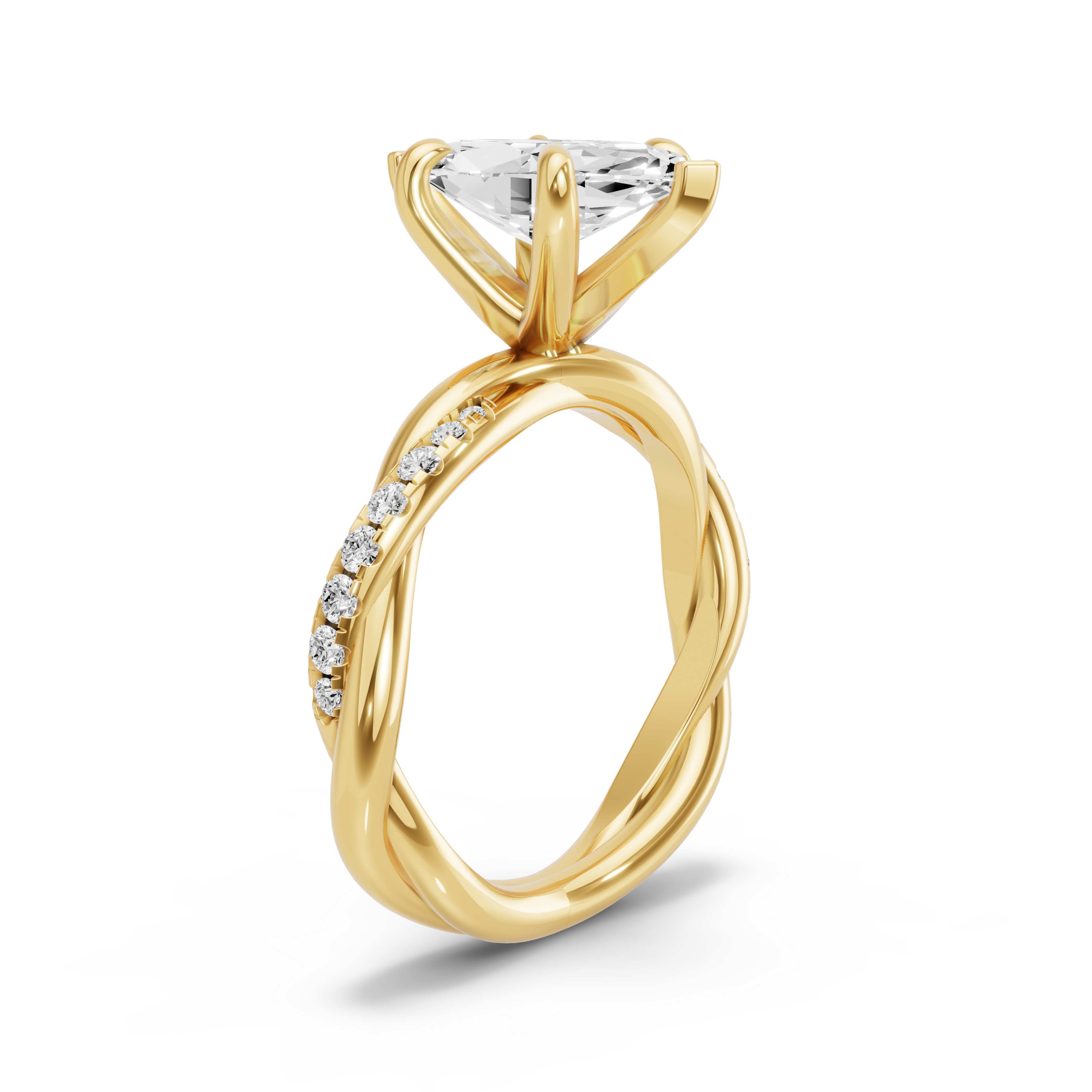 Image for Marquise Six Prong Ring with Rope Pave band in 18K Yellow Gold