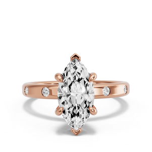 Image for Marquise Six Prong Ring with Sleek Accent band