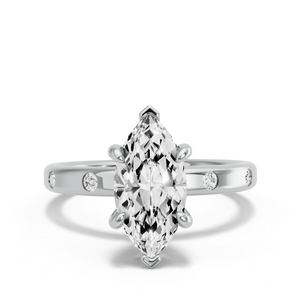 Image for Marquise Six Prong Ring with Sleek Accent band